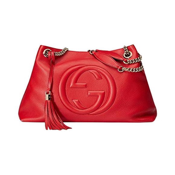 Gucci Soho Red Cellarius GG Logo Leather Chain Tote - Picture 4 of 4